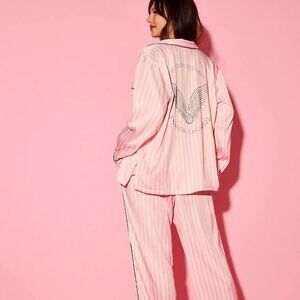 VS Backstage Satin Sparkle Long Pajama Set from Fashion Show 2025, Med